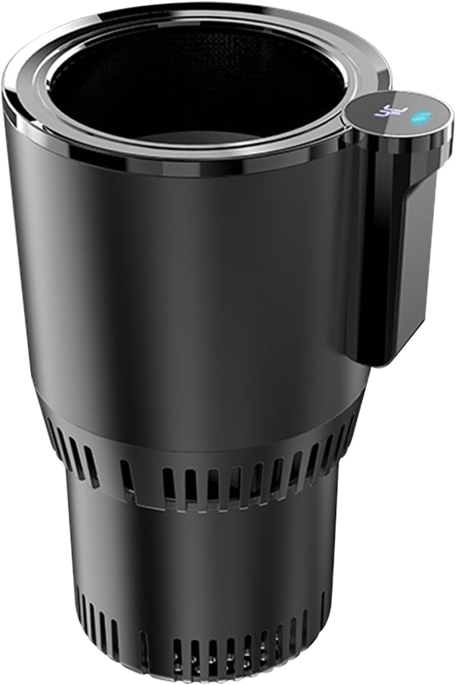 حامل أكواب السيارة الذكي 2 في 1 - تبريد وتسخين سريع مع شاشة وتحكم باللمس - لون أسود ملكي