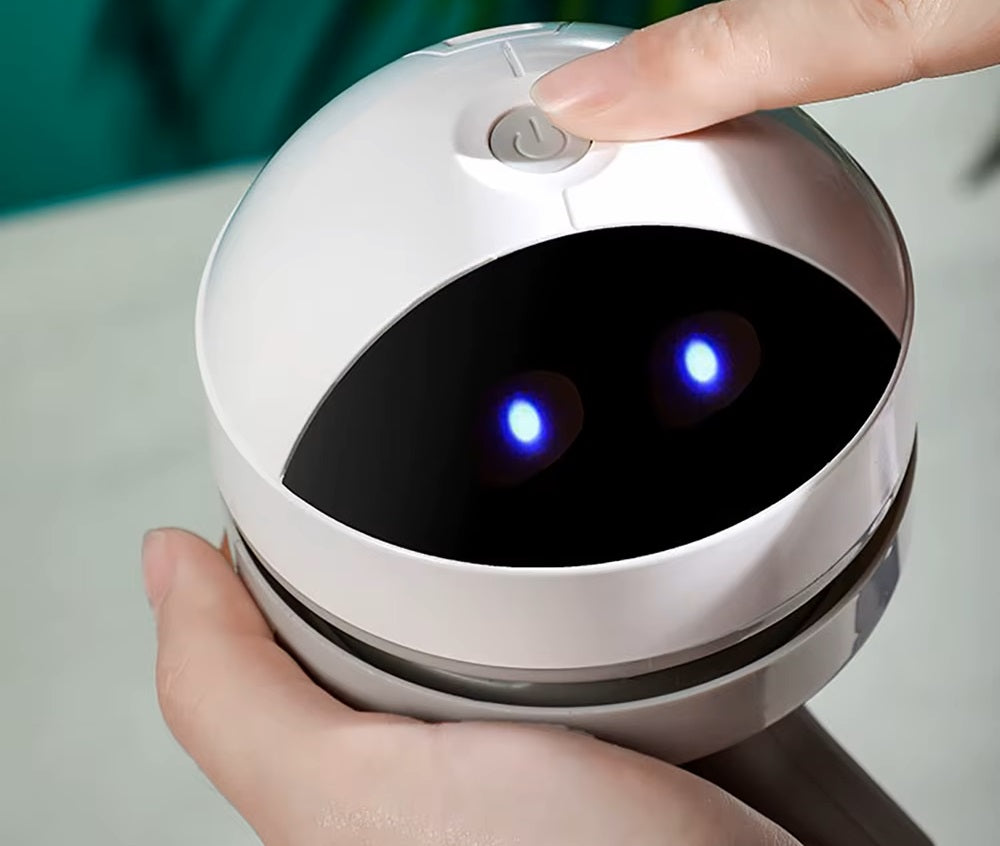 مكنسة مكتبية صغيرة لاسلكية - منظف محمول لغبار المكاتب وبقايا الممحاة - قوة شفط عالية - أبيض