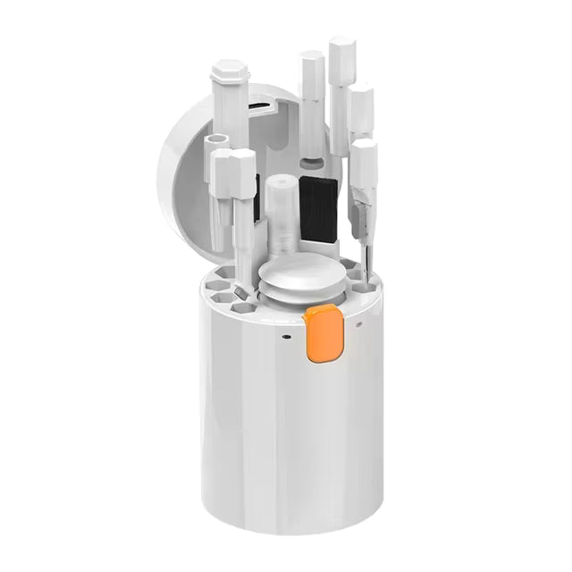 أداة التنظيف المتعددة 20 في 1 للأجهزة الإلكترونية - طقم تنظيف احترافي للجوال، السماعات، الكيبورد والكاميرا - أبيض