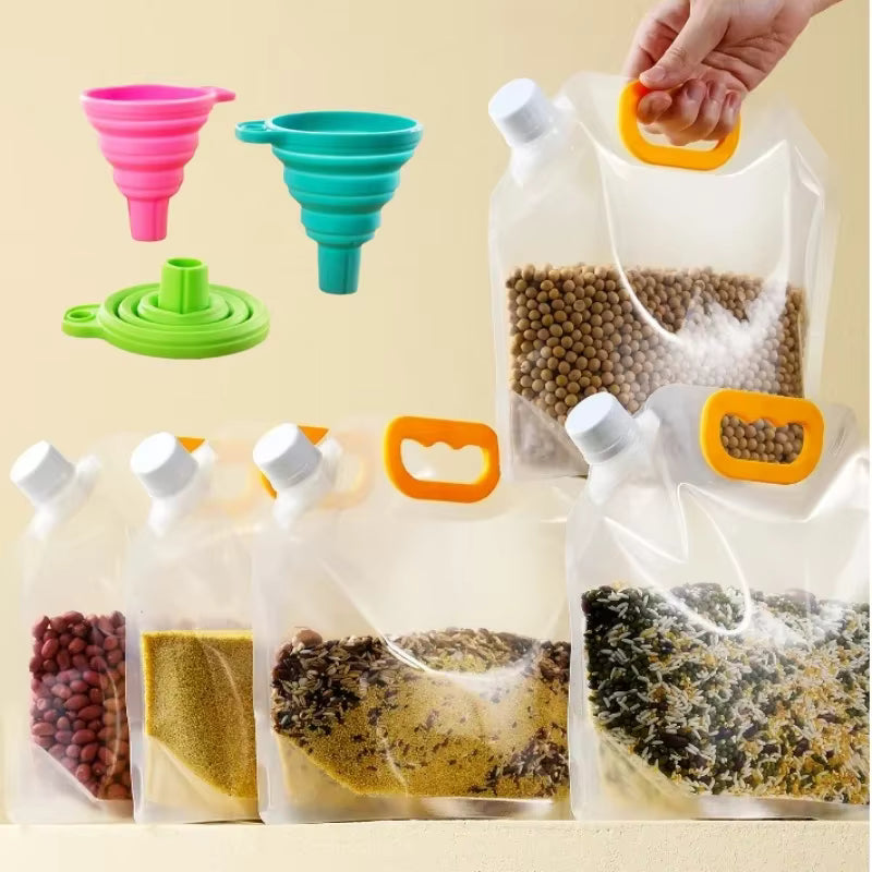أكياس تخزين الحبوب محكمة الإغلاق - سعة 500 مل (طقم 10 قطع) مقاومة للرطوبة والحشرات للمطبخ