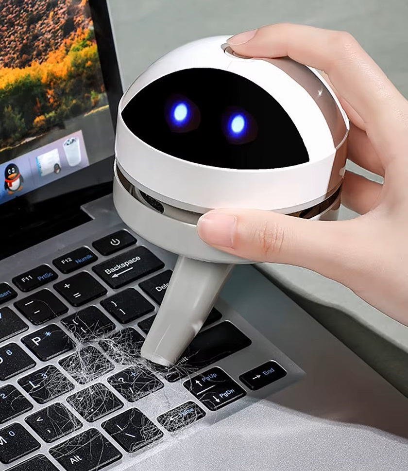 مكنسة مكتبية صغيرة لاسلكية - منظف محمول لغبار المكاتب وبقايا الممحاة - قوة شفط عالية - أبيض