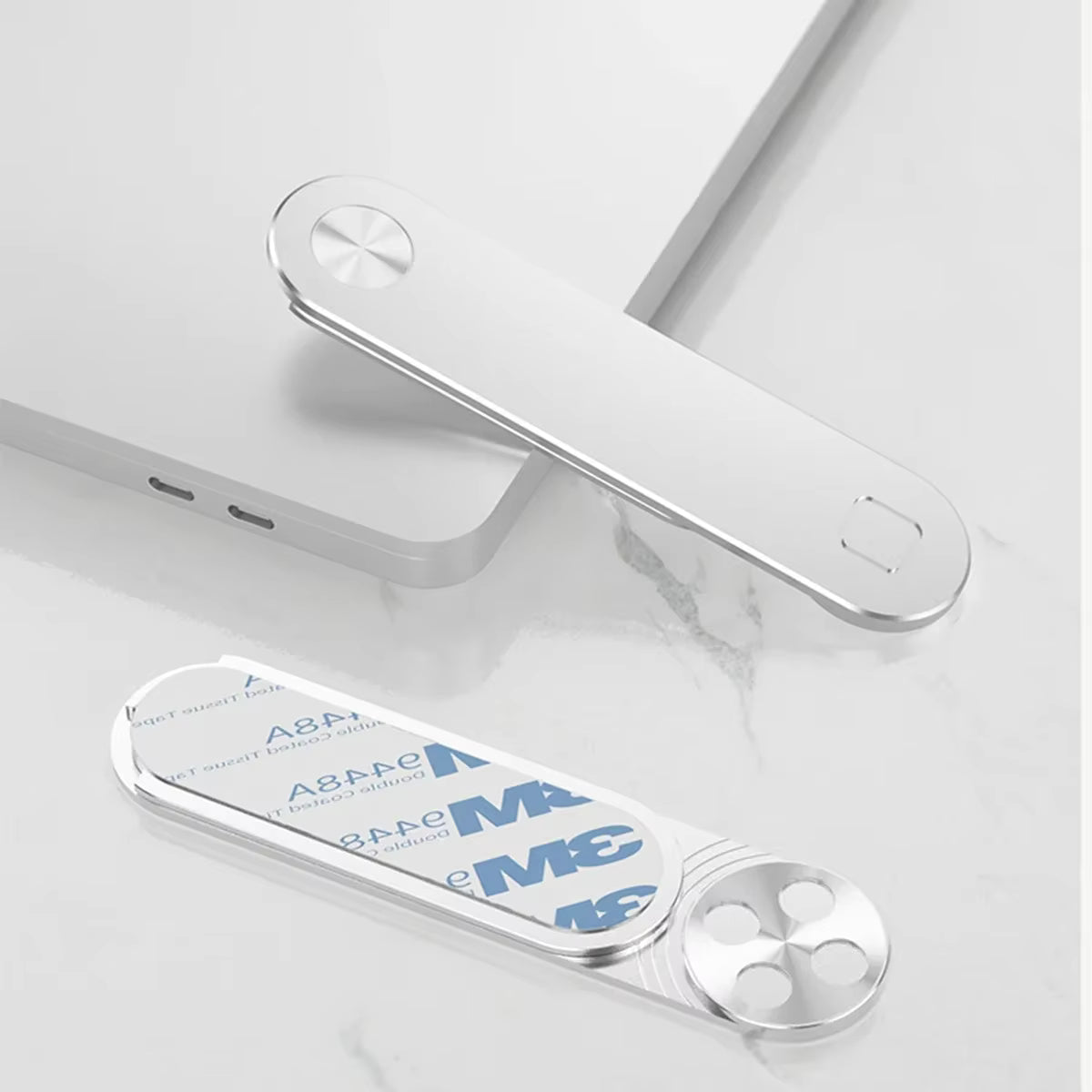 حامل جوال مغناطيسي جانبي للابتوب - سبائك الألمنيوم الفضي - يدعم الآيفون والأجهزة الذكية - قابل للطي للعمل والدراسة