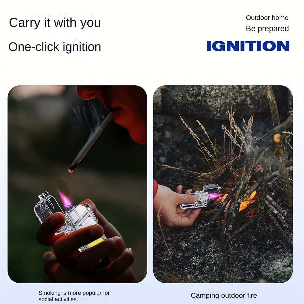 ولاعة بلازما إلكترونية مقاومة للماء والرياح - شحن USB مع كشاف LED قوي للرحلات والتخييم