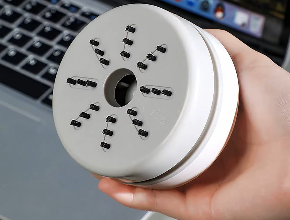 مكنسة مكتبية صغيرة لاسلكية - منظف محمول لغبار المكاتب وبقايا الممحاة - قوة شفط عالية - أبيض