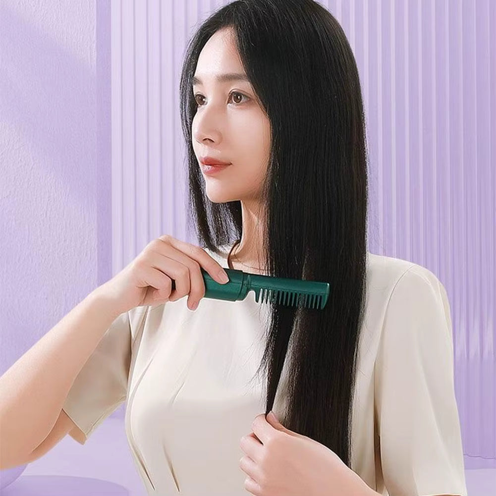 مشط تمليس وتجعيد الشعر اللاسلكي 2 في 1 - شحن يو إس بي بالأيونات السالبة لتصفيف احترافي في أي مكان