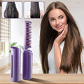 مشط تمليس وتجعيد الشعر اللاسلكي 2 في 1 - شحن يو إس بي بالأيونات السالبة لتصفيف احترافي في أي مكان